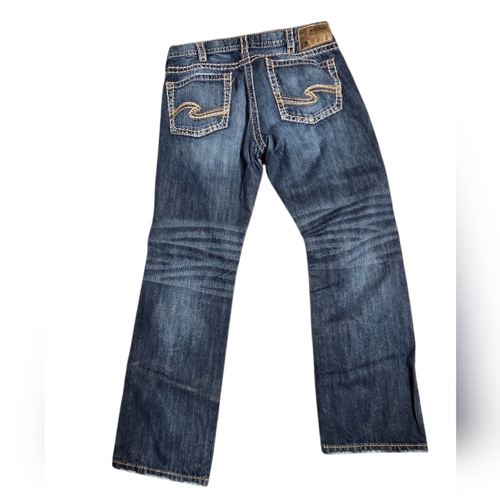 Silver Jeans Men's Nash Heritage Straight Leg Dark Wash Denim Contrast Stitching